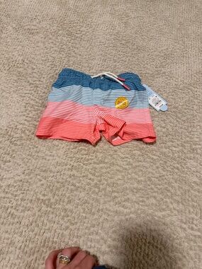 Cat & Jack Blue and Coral Ombre Stripe Swim Shorts